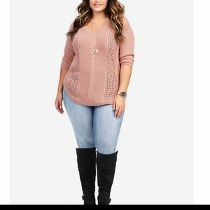 Torrid blush dusty pink metallic vneck sweater 1x